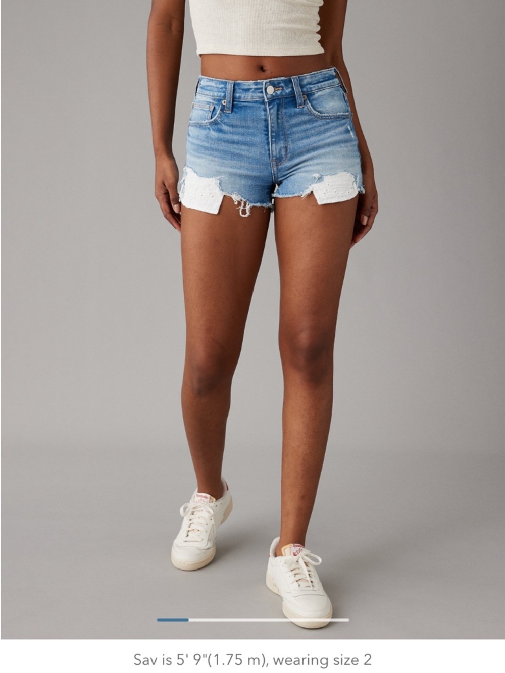 American Eagle AE Next Level High-Waisted Rippd Denim Shorts